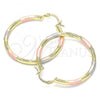 Oro Laminado Medium Hoop, Gold Filled Style Diamond Cutting Finish, Tricolor, 02.213.0153.1.40