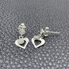 Sterling Silver Long Earring, Heart Design, with White Cubic Zirconia, Polished, Silver Finish, 02.401.0062