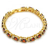Oro Laminado Tennis Bracelet, Gold Filled Style Cluster Design, with Garnet and White Cubic Zirconia, Polished, Golden Finish, 03.206.0004.1.07