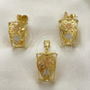Oro Laminado Earring and Pendant Adult Set, Gold Filled Style Golden Finish, 5.051.002