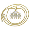 Oro Laminado Pendant Necklace, Gold Filled Style Little Girl Design, Polished, Golden Finish, 04.351.0008.20