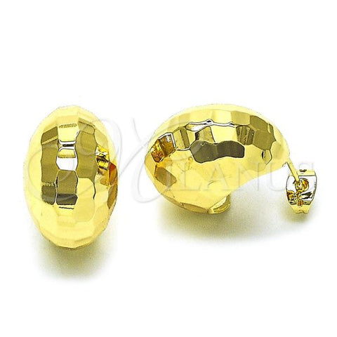 Oro Laminado Stud Earring, Gold Filled Style Chunky and Ball Design, Diamond Cutting Finish, Golden Finish, 02.170.0443