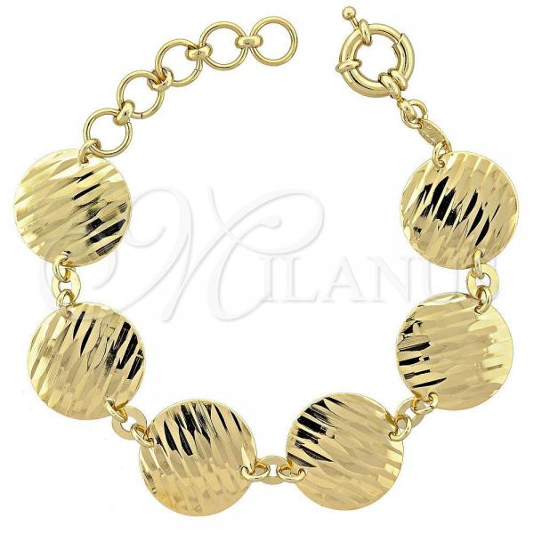 Oro Laminado Fancy Bracelet, Gold Filled Style Diamond Cutting Finish, Golden Finish, 5.033.009