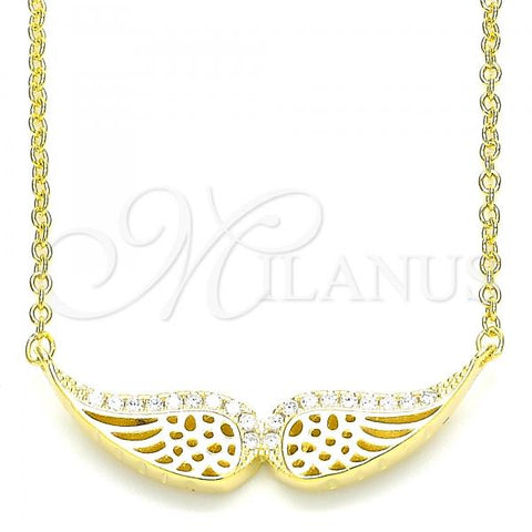 Sterling Silver Pendant Necklace, with White Cubic Zirconia, Polished, Golden Finish, 04.336.0003.2.16