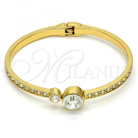 Gold Tone Individual Bangle, with White Crystal, Polished, Golden Finish, 07.252.0023.05.GT (05 MM Thickness, Size 5 - 2.50 Diameter)
