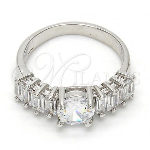 Rhodium Plated Multi Stone Ring, with White Cubic Zirconia, Polished, Rhodium Finish, 01.99.0052.1.07 (Size 7)