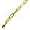 Oro Laminado Basic Anklet, Gold Filled Style Paperclip Design, Polished, Golden Finish, 04.378.0001.10