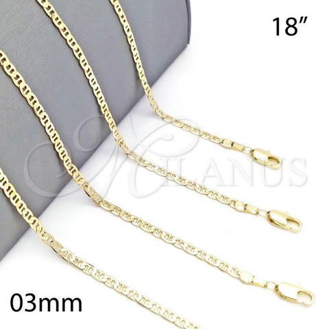 Oro Laminado Basic Necklace, Gold Filled Style Mariner Design, Polished, Golden Finish, 5.222.027.18