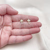 Oro Laminado Stud Earring, Gold Filled Style Cross Design, with White Cubic Zirconia, Polished, Golden Finish, 02.341.0219