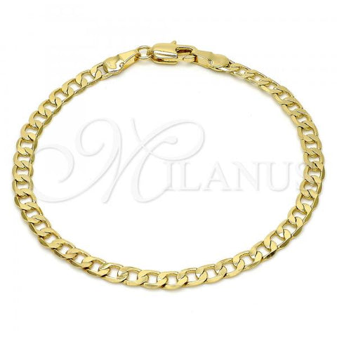 Oro Laminado Basic Bracelet, Gold Filled Style Curb Design, Polished, Golden Finish, 5.222.006.07