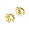 Oro Laminado Huggie Hoop, Gold Filled Style Leaf Design, Polished, Golden Finish, 02.213.0476.12