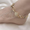 Oro Laminado Fancy Anklet, Gold Filled Style Heart Design, Diamond Cutting Finish, Golden Finish, 5.032.003.1.10