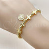 Oro Laminado Fancy Bracelet, Gold Filled Style San Benito and Cross Design, Polished, Golden Finish, 03.341.0236.11