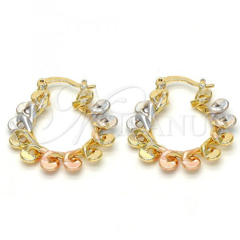 Oro Laminado Small Hoop, Gold Filled Style Polished, Tricolor, 02.170.0149.25