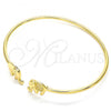 Oro Laminado Individual Bangle, Gold Filled Style Elephant Design, with White Micro Pave, Polished, Golden Finish, 07.156.0070