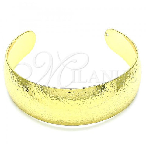 Oro Laminado Individual Bangle, Gold Filled Style Flower Design, Polished, Golden Finish, 07.101.0023