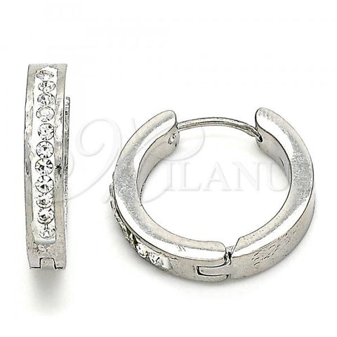 Stainless Steel Huggie Hoop, with White Crystal, Polished, Steel Finish, 02.230.0063.20