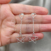Sterling Silver Long Earring, Star Design, Polished, Silver Finish, 02.397.0036