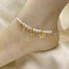 Oro Laminado Fancy Anklet, Gold Filled Style Butterfly and Ball Design, with Ivory Pearl, Polished, Golden Finish, 03.32.0634.10