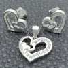 Sterling Silver Earring and Pendant Adult Set, Polished, Silver Finish, 10.398.0004