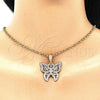 Oro Laminado Fancy Pendant, Gold Filled Style Butterfly Design, Polished, Tricolor, 05.351.0122
