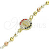 Oro Laminado Fancy Bracelet, Gold Filled Style San Judas Design, with Multicolor Crystal, Polished, Tricolor, 03.253.0061.1.07