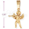 Oro Laminado Religious Pendant, Gold Filled Style Angel Design, Diamond Cutting Finish, Golden Finish, 5.183.001