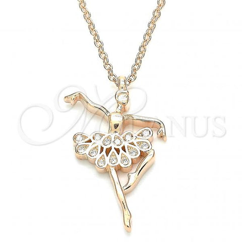Sterling Silver Pendant Necklace, with White Cubic Zirconia, Polished, Rose Gold Finish, 04.336.0157.1.16