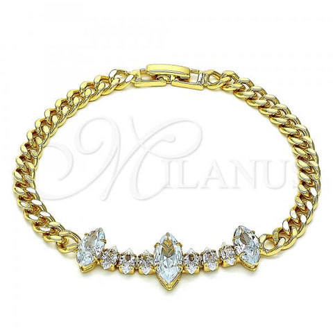 Oro Laminado Fancy Bracelet, Gold Filled Style with White Cubic Zirconia, Polished, Golden Finish, 03.283.0079.08