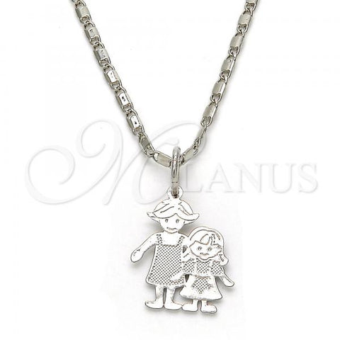 Rhodium Plated Pendant Necklace, Little Girl Design, Polished, Rhodium Finish, 04.106.0001.1.20