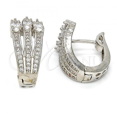 Rhodium Plated Huggie Hoop, with White Cubic Zirconia, Polished, Rhodium Finish, 02.217.0028.1.15