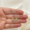 Oro Laminado Stud Earring, Gold Filled Style Cross Design, with Light Green Cubic Zirconia, Polished, Golden Finish, 02.02.0523.4