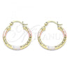 Oro Laminado Small Hoop, Gold Filled Style Diamond Cutting Finish, Tricolor, 02.213.0154.1.25