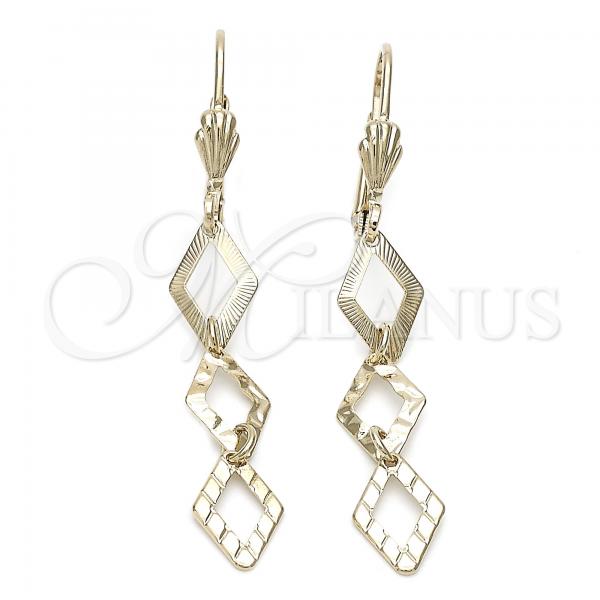 Oro Laminado Long Earring, Gold Filled Style Golden Finish, 02.63.0736