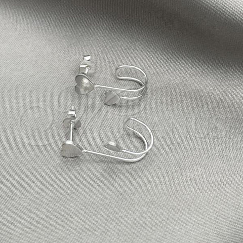 Sterling Silver Stud Earring, Heart Design, Polished, Silver Finish, 02.399.0064