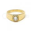 Oro Laminado Mens Ring, Gold Filled Style Solitaire Design, with White Cubic Zirconia, Polished, Golden Finish, 5.175.024.07 (Size 7)