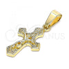 Oro Laminado Religious Pendant, Gold Filled Style Crucifix Design, Polished, Golden Finish, 05.242.0002