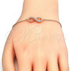 Sterling Silver Fancy Bracelet, Infinite Design, with White Cubic Zirconia, Polished, Rose Gold Finish, 03.336.0041.1.07