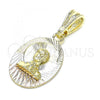 Oro Laminado Religious Pendant, Gold Filled Style Diamond Cutting Finish, Tricolor, 05.351.0195