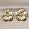 Oro Laminado Stud Earring, Gold Filled Style Flower Design, Polished, Golden Finish, 02.282.0068