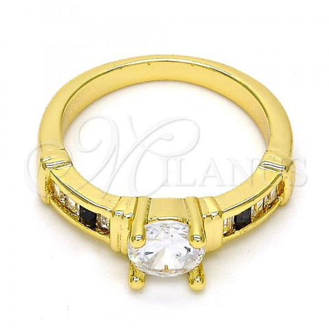 Oro Laminado Multi Stone Ring, Gold Filled Style with White and White Cubic Zirconia, Polished, Golden Finish, 01.99.0048.08 (Size 8)