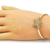 Oro Laminado Individual Bangle, Gold Filled Style Star Design, Matte Finish, Golden Finish, 07.282.0047