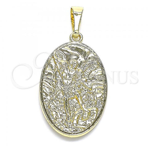 Oro Laminado Religious Pendant, Gold Filled Style Angel Design, Polished, Golden Finish, 05.380.0154