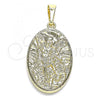 Oro Laminado Religious Pendant, Gold Filled Style Angel Design, Polished, Golden Finish, 05.380.0154
