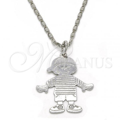 Rhodium Plated Pendant Necklace, Little Boy Design, Polished, Rhodium Finish, 04.106.0033.1.20