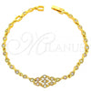 Oro Laminado Fancy Bracelet, Gold Filled Style Diamond Design, with Multicolor Cubic Zirconia, Polished, Golden Finish, 03.60.0038