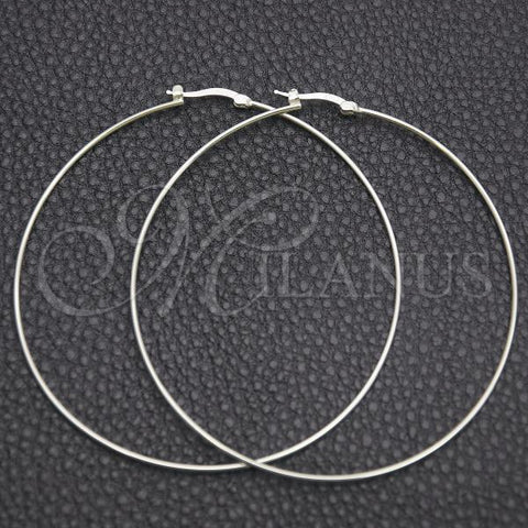 Sterling Silver Large Hoop, Hollow Design, Polished, Silver Finish, 02.389.0187.70