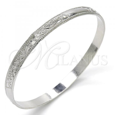 Rhodium Plated Individual Bangle, Polished, Rhodium Finish, 07.165.0018.1.05.21 (06 MM Thickness, Size 5 - 2.50 Diameter)