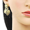 Oro Laminado Stud Earring, Gold Filled Style Polished, Golden Finish, 02.282.0039