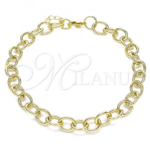 Oro Laminado Basic Anklet, Gold Filled Style Paperclip Design, Polished, Golden Finish, 04.213.0235.10